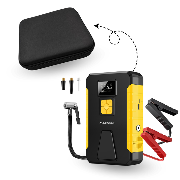 5in1 PREMIUM 12V Jumpstarter & Luchtpomp - Voor Auto, Motor of Boot - Jump Starter Starthulp met Powerbank, LED Zaklamp en SOS Noodlicht - In Opbergtas