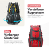 Sterla Premium Backpack 60L – Duurzame Reistas met Verstelbaar Rugsysteem, Regenhoes & Veiligheidsfluitje - Rood