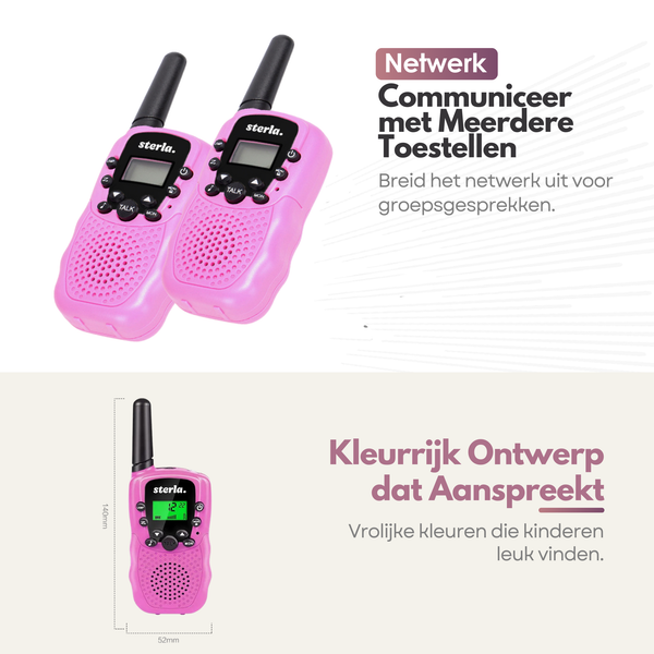 Walkie Talkie Set for Kids - Range up to 5 km - Flashlight - Drop-resistant - Compact and Lightweight - Pink
