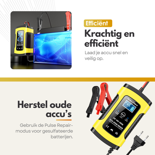 12V Acculader – Veilige en Efficiënte Oplader voor Auto, Motor, Boot en Camper - Drupellader 12V 6A tot 100Ah