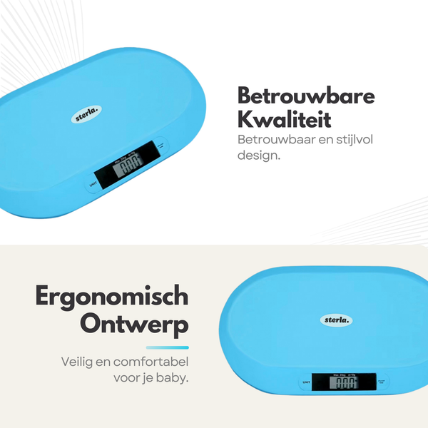 Babyweegschaal – Nauwkeurig Wegen tot 20 kg - TARE- en HOLD-Functie, Weegschaal Ideaal voor Baby's en Huisdieren - Inclusief Batterijen - Blauw