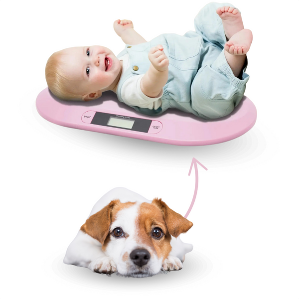 Babyweegschaal – Nauwkeurig Wegen tot 20 kg - TARE- en HOLD-Functie, Weegschaal Ideaal voor Baby's en Huisdieren - Inclusief Batterijen - Roze