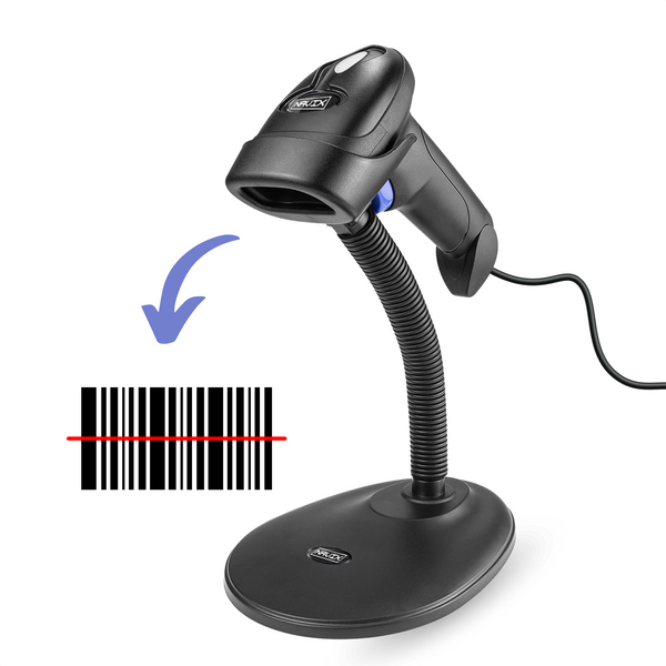 NAVIX 1D Wired Barcode Scanner - Flexible Stand - Fast and Accurate Scanning via USB - Plug & Play Handheld Scanner - Scan from Paper and Screen