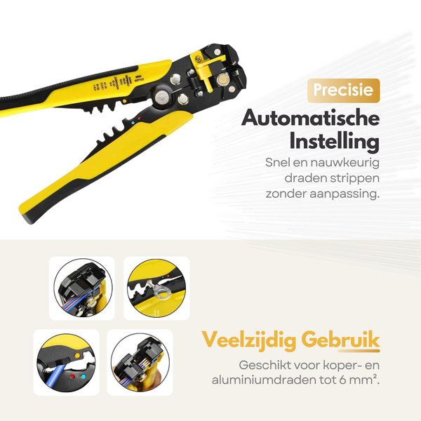 Maltrex Professionele 4-in-1 Automatische Draadstriptang met Knip- en Krimpfunctie – Striptang Geschikt voor Koper en Aluminium Draden