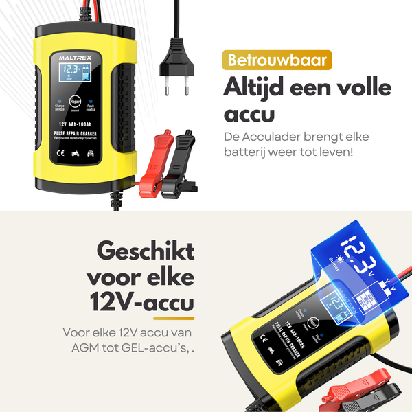 12V Acculader – Veilige en Efficiënte Oplader voor Auto, Motor, Boot en Camper - Drupellader 12V 6A tot 100Ah