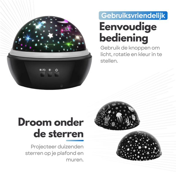 Star Projector Star Lamp - Different Light Modes - Starry Sky - Enchanting Atmosphere - Black