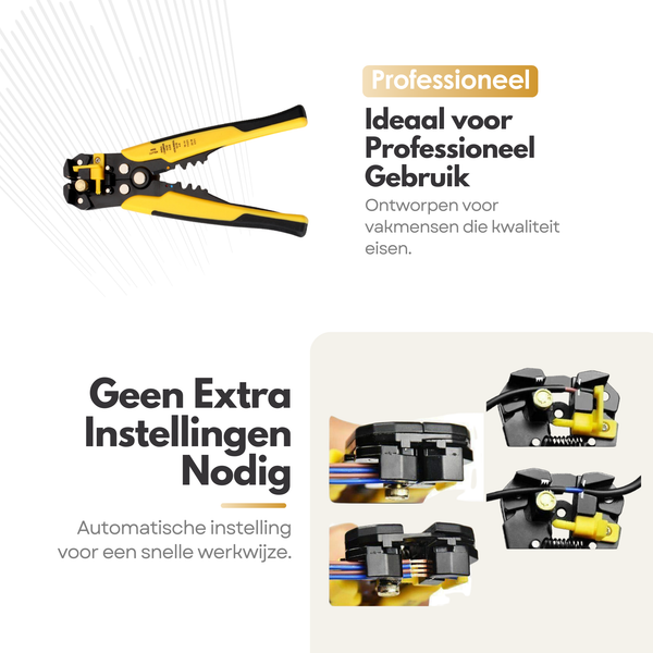 Maltrex Professionele 4-in-1 Automatische Draadstriptang met Knip- en Krimpfunctie – Striptang Geschikt voor Koper en Aluminium Draden