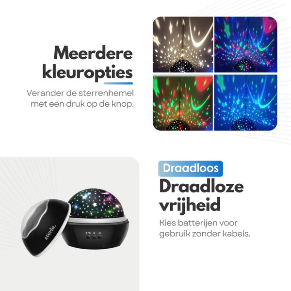 Star Projector Star Lamp - Different Light Modes - Starry Sky - Enchanting Atmosphere - Black