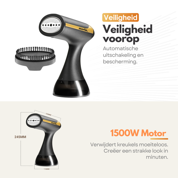 Premium Kledingstomer - Handstomer voor Kreukvrije Kleding - Compact, 1500W, 300ml Waterreservoir