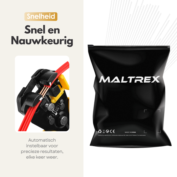 Maltrex Professionele 4-in-1 Automatische Draadstriptang met Knip- en Krimpfunctie – Striptang Geschikt voor Koper en Aluminium Draden