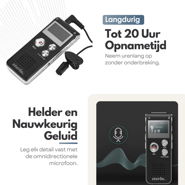 4in1 Voice Recorder - Rechargeable - Compact and Versatile Audio Solution for Professional Use - Including External Microphone