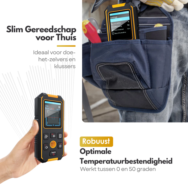 Maltrex Oplaadbare Leidingzoeker – Detector tot 120mm Diepte – Metaal, Stroomdraden, Hout & Leidingen – LCD Display – Kabeldetector Muurscanner