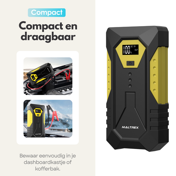4in1 12V Jumpstarter- Auto Starthulp met Powerbank, LED Zaklamp en SOS Noodlicht - In Opbergkoffer