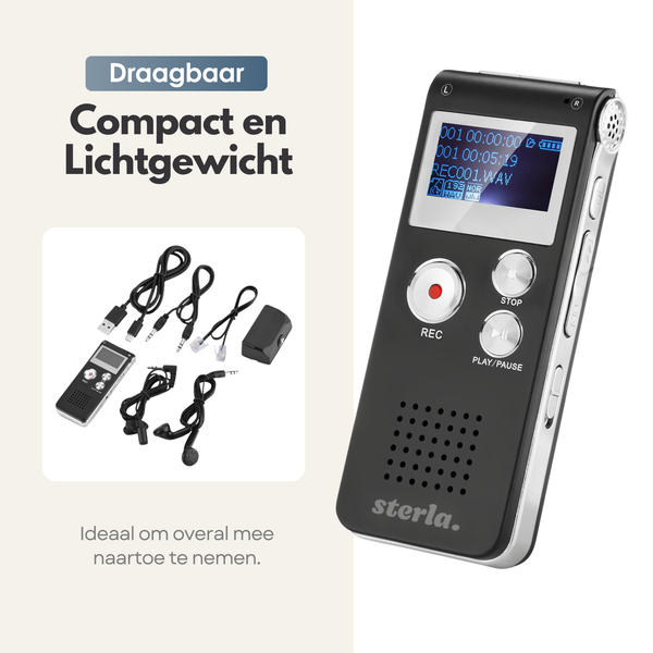 4in1 Voice Recorder - Rechargeable - Compact and Versatile Audio Solution for Professional Use - Including External Microphone