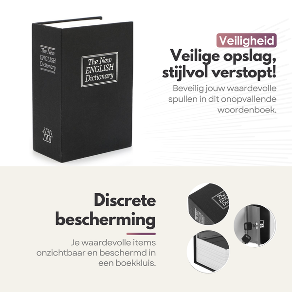 Sterla Boekkluis – Discrete Geldkluis in Boekvorm – Veilig Geldkistje Met Sleutel – Compact Ontwerp 18 x 12 x 6 cm – Zwart