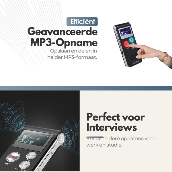 4in1 Voice Recorder - Rechargeable - Compact and Versatile Audio Solution for Professional Use - Including External Microphone