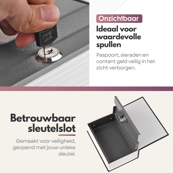 Sterla Boekkluis – Discrete Geldkluis in Boekvorm – Veilig Geldkistje Met Sleutel – Compact Ontwerp 18 x 12 x 6 cm – Zwart