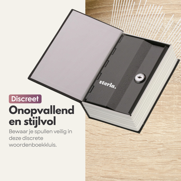 Sterla Boekkluis – Discrete Geldkluis in Boekvorm – Veilig Geldkistje Met Sleutel – Compact Ontwerp 18 x 12 x 6 cm – Zwart