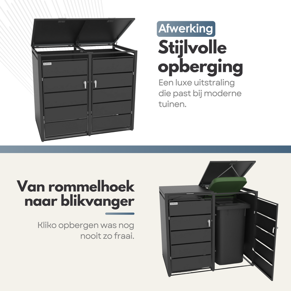Kastrex Container Ombouw Kast - Voor 2 Kliko's - Weerbestendig & Onderhoudsvrij - Gecoat Staal