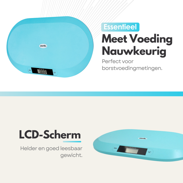 Babyweegschaal – Nauwkeurig Wegen tot 20 kg - TARE- en HOLD-Functie, Weegschaal Ideaal voor Baby's en Huisdieren - Inclusief Batterijen - Blauw