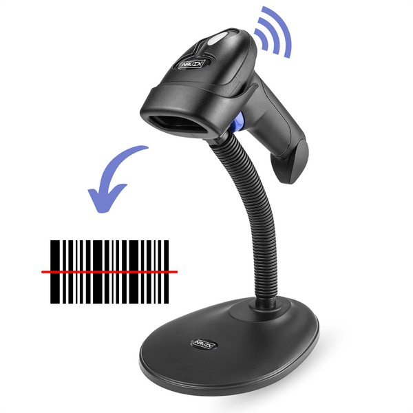 NAVIX 1D Wireless Barcode Scanner - Flexible Stand - Fast and Accurate Wireless Scanning - Plug & Play Handheld Scanner - Paper and Screen Scanning