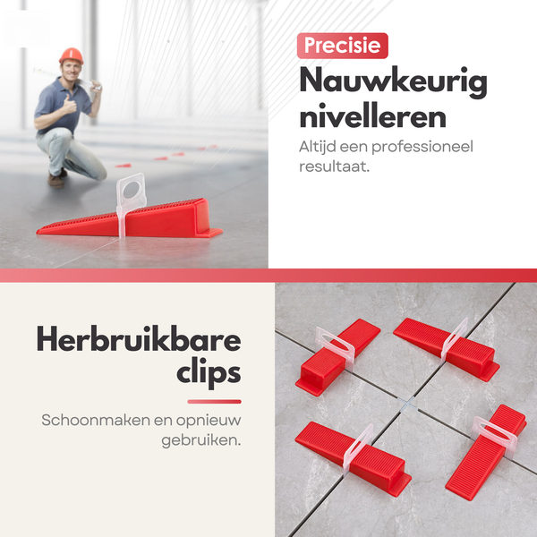 201 Piece Tile Levelling Kit 2mm – Levelling System For Perfectly Flat Tile Floors & Walls – Includes Clips, Wedges & Pliers