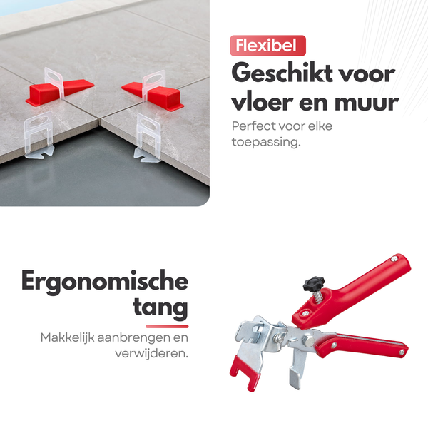 201 Piece Tile Levelling Kit 2mm – Levelling System For Perfectly Flat Tile Floors & Walls – Includes Clips, Wedges & Pliers