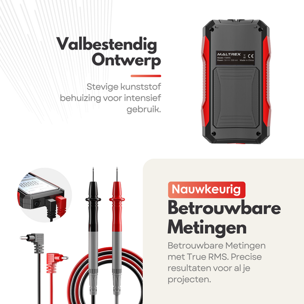 Premium Maltrex Digitale Multimeter Tester– Professionele Voltmeter voor Nauwkeurige Metingen - Dé Keuze voor Nauwkeurige Metingen