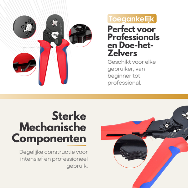 Maltrex Adereindhulstang incl. 1200 Adereindhulzen – Professionele Krimptang – Voor 0,25-10mm² Draden – Comfortabel en Veelzijdig