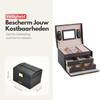 Luxe Sieradendoos met Slot – 14 Compartimenten - Opbergsysteem met Spiegel en Slot voor Jouw Sieraden - Zwart