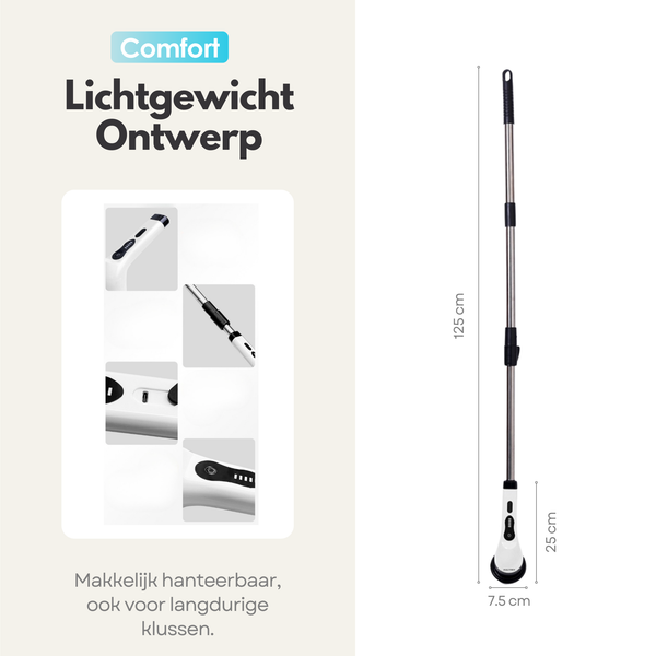 Maltrex Draadloze Elektrische Schrobborstel Set – Schoonmaakborstel met Verlengde Steel – 9 Borstel Opzetstukken – Waterbestendig IPX6 - Accu