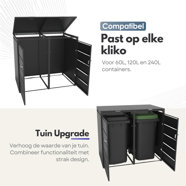 Kastrex Container Ombouw Kast - Voor 2 Kliko's - Weerbestendig & Onderhoudsvrij - Gecoat Staal