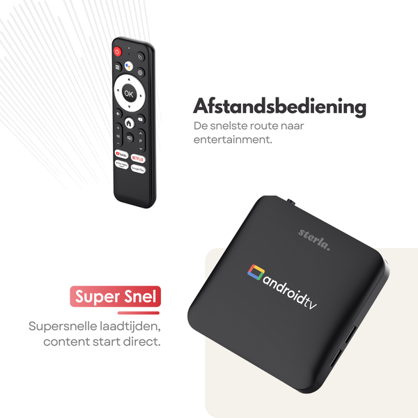 Android TV Box 4K HDR – Android 14 – Chromecast – 8K Decoding – Google Assistant – Snelle WiFi