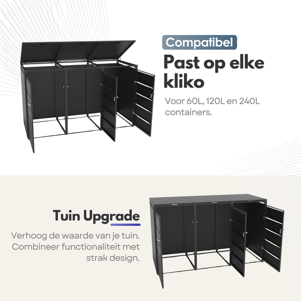 Kastrex Container Ombouw Kast - Voor 3 Kliko's - Weerbestendig & Onderhoudsvrij - Gecoat Staal