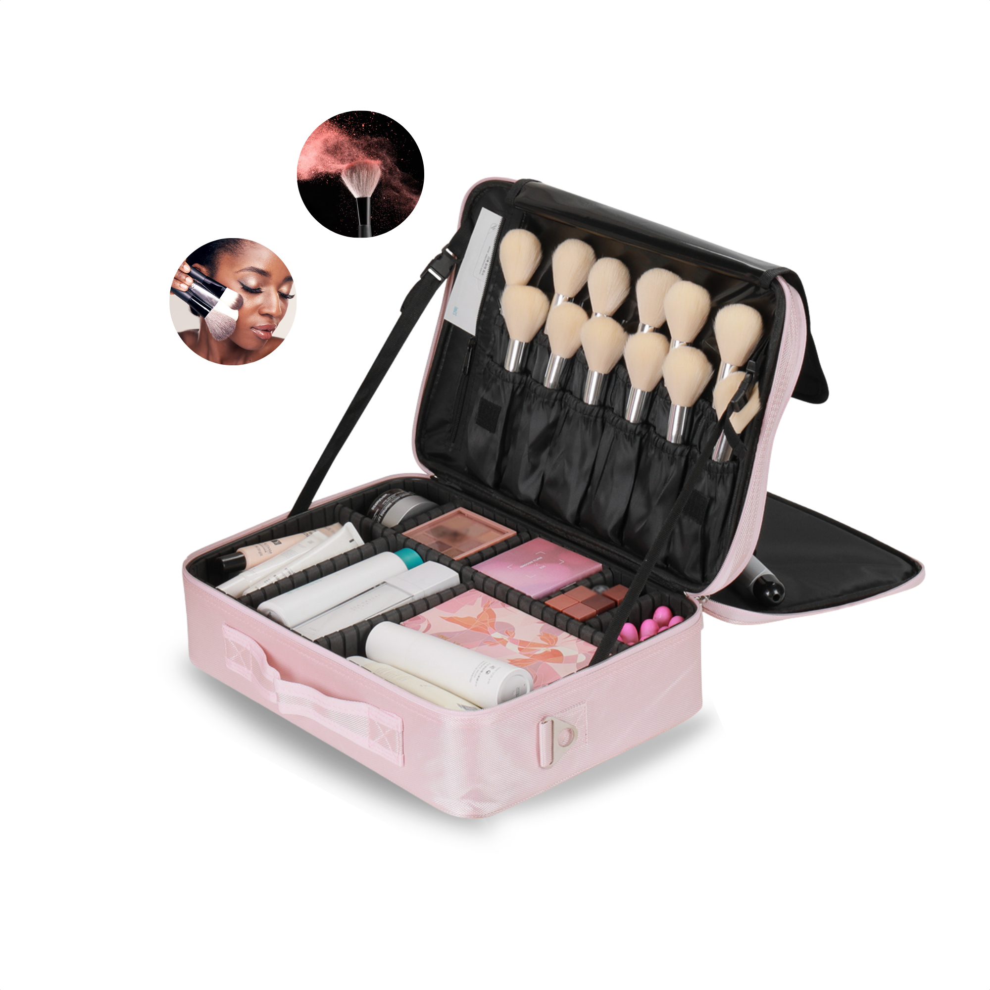 Luxe Make-up Tas XL – Beautycase met Verstelbare Vakken Handzaam