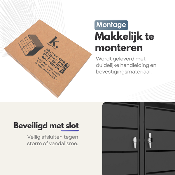 Kastrex Container Ombouw Kast - Voor 2 Kliko's - Weerbestendig & Onderhoudsvrij - Gecoat Staal