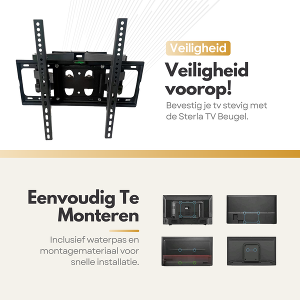 Sterla TV Muurbeugel – Draaibaar en Kantelbaar – Full Motion Beugel Geschikt voor 26-55 Inch TV’s tot 45KG – Universeel Ontwerp