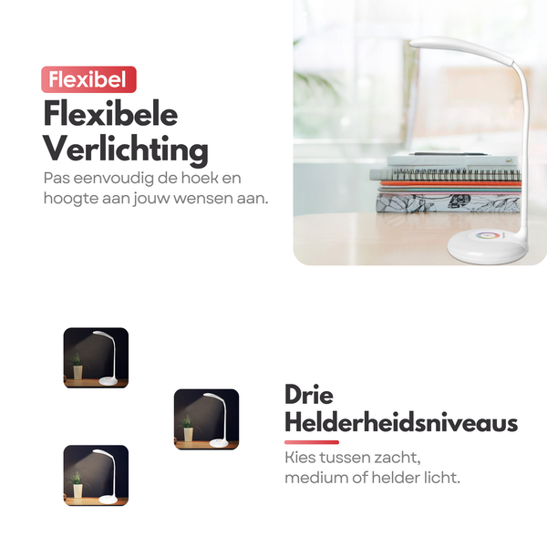 Adjustable Wireless LED Desk Lamp - RGB Colors - Dimmable & Adjustable - Desk Lamp White