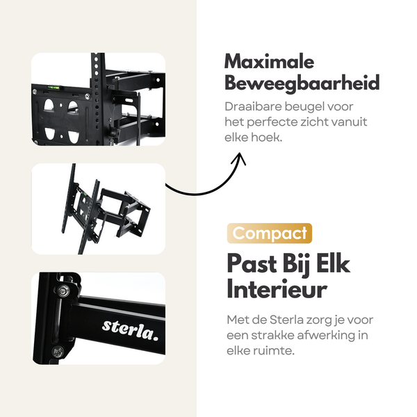 Sterla TV Muurbeugel – Draaibaar en Kantelbaar – Full Motion Beugel Geschikt voor 26-55 Inch TV’s tot 45KG – Universeel Ontwerp