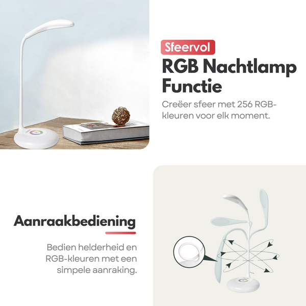 Adjustable Wireless LED Desk Lamp - RGB Colors - Dimmable & Adjustable - Desk Lamp White
