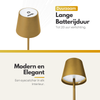 Oplaadbare Tafellamp met 3 Kleuren Dimbare LED's - 38cm Tafel Touch Lamp - 5200mAh Batterij - Goud