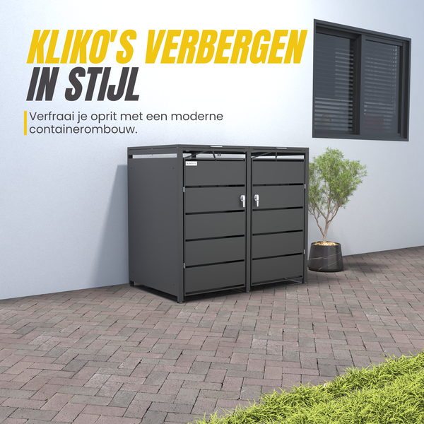 Kastrex Container Ombouw Kast - Voor 2 Kliko's - Weerbestendig & Onderhoudsvrij - Gecoat Staal