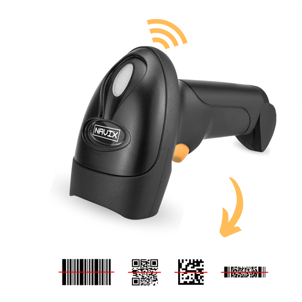 NAVIX Wireless Barcode Scanner - QR Code Fast and Accurate Wireless Scanning - Plug & Play Handheld Scanner - Paper and Screen Scanning