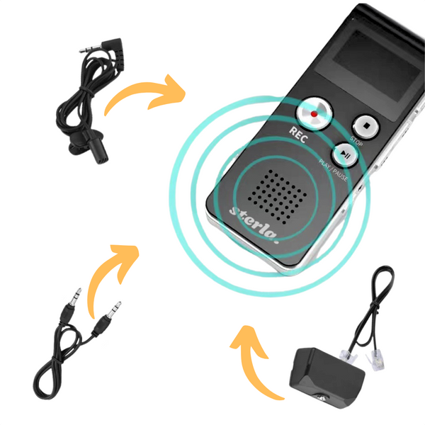 4in1 Voice Recorder - Rechargeable - Compact and Versatile Audio Solution for Professional Use - Including External Microphone