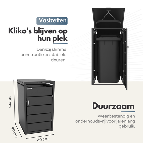 Kastrex Container Ombouw Kast - Voor 1 Kliko - Weerbestendig & Onderhoudsvrij - Gecoat Staal