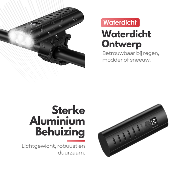 Powerbank Fietslamp Set – Krachtige 1600 Lumen LED - USB Oplaadbaar – Waterdicht – Powerbankfunctie – Voor & Achterlicht