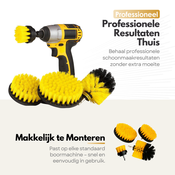 Maltrex 4-delige Boorborstel Set – Schoonmaak Borstels voor Boormachines – Schrobborstel Opzetstuk in 4 Maten – Nylon Reinigingsborstels voor Binnen en Buiten