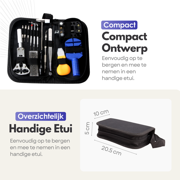 Maltrex Horlogemakersset – 13-Delige Gereedschap Reparatieset voor Horloges, Inclusief Compacte Etui en Precisiegereedschap