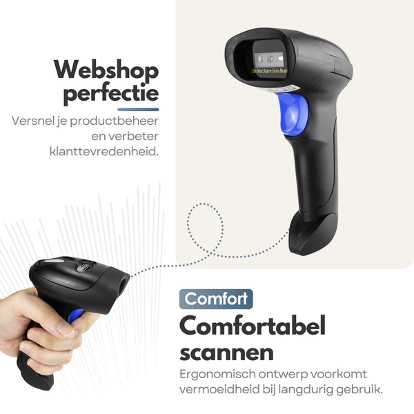 NAVIX 1D Draadloze Bluetooth Barcode Scanner - Snel en Nauwkeurig Draadloos Scannen - Plug & Play Handscanner - Scannen van Papier en van Beeldscherm - Geschikt voor Smartphone en Tablet