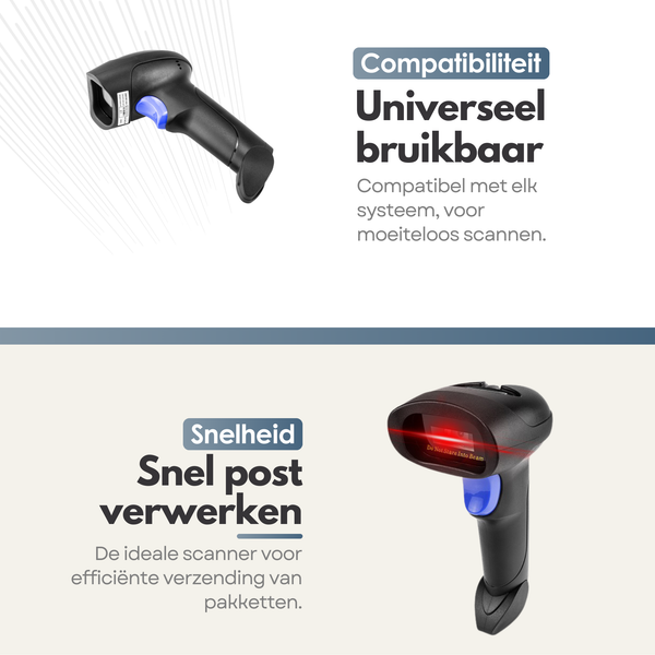 NAVIX 1D Draadloze Bluetooth Barcode Scanner - Snel en Nauwkeurig Draadloos Scannen - Plug & Play Handscanner - Scannen van Papier en van Beeldscherm - Geschikt voor Smartphone en Tablet